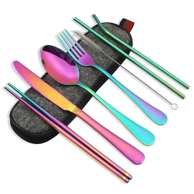 Essential 8-Piece Reusable Travel Cutlery Set for Eco-Conscious Travelers - Image 9