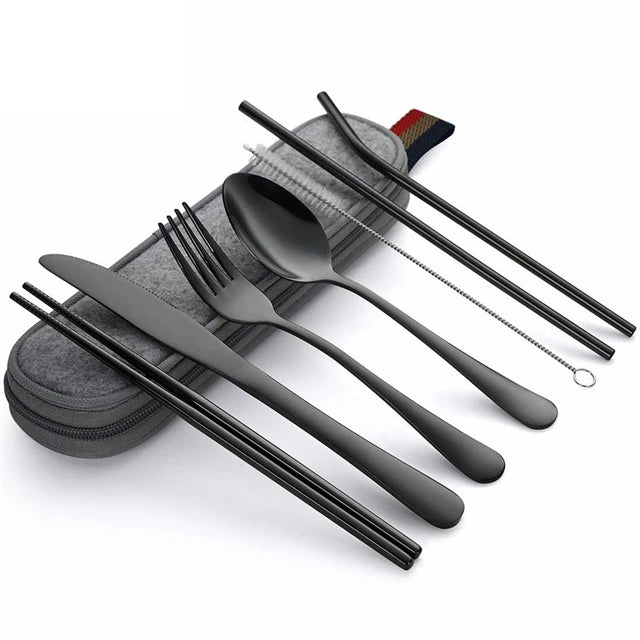 Essential 8-Piece Reusable Travel Cutlery Set for Eco-Conscious Travelers - Image 8