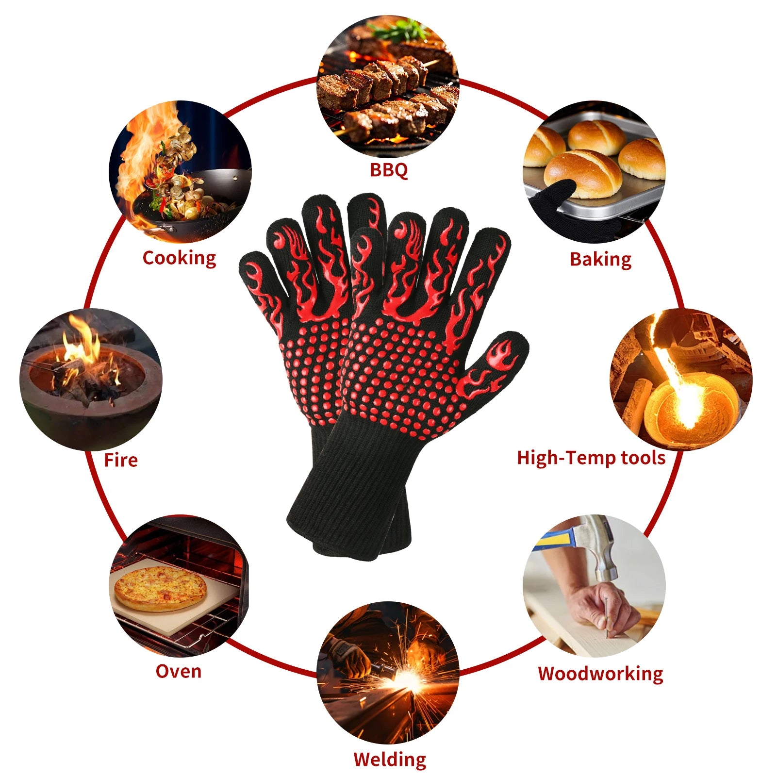 Flame Retardant Non-slip BBQ Fire Gloves – Ultimate Heat Protection - Image 4