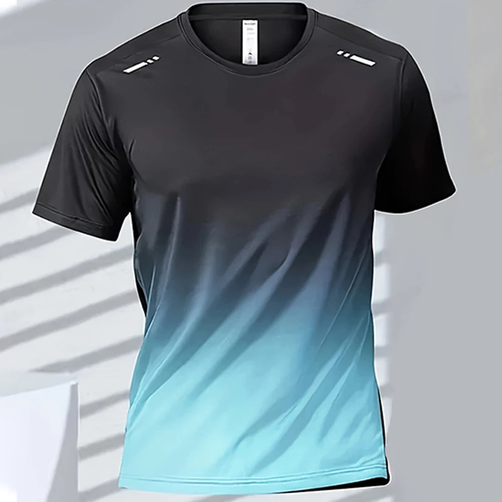 Men's Quick-Drying Gradient Sports T-Shirts – Perfect for Fitness & Outdoor Activities