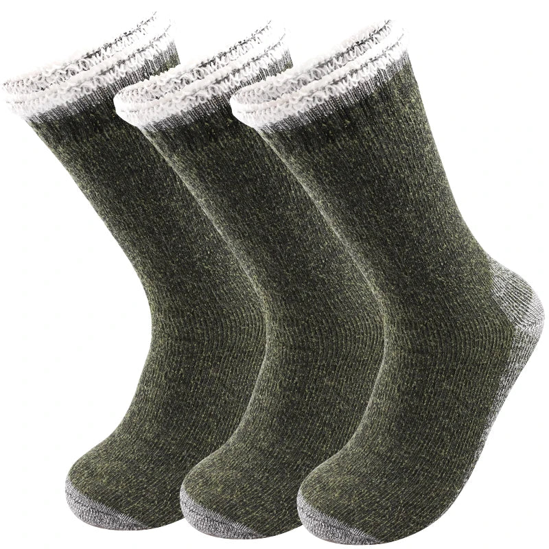 3Pairs Super Thick Merino Wool Socks Male Men Winter Thermal Cashmere Socks Fleece Terry Loop Middle Tube Socks High Quality - Image 9