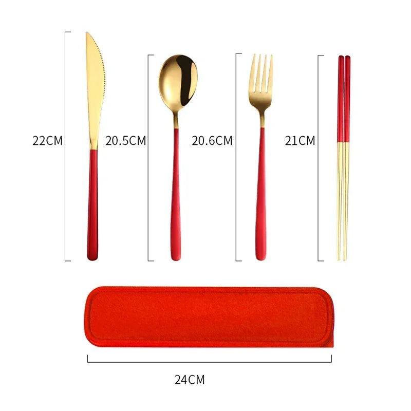 Portable Cutlery Set – 304 Stainless Steel Travel Tableware with Case - Image 2